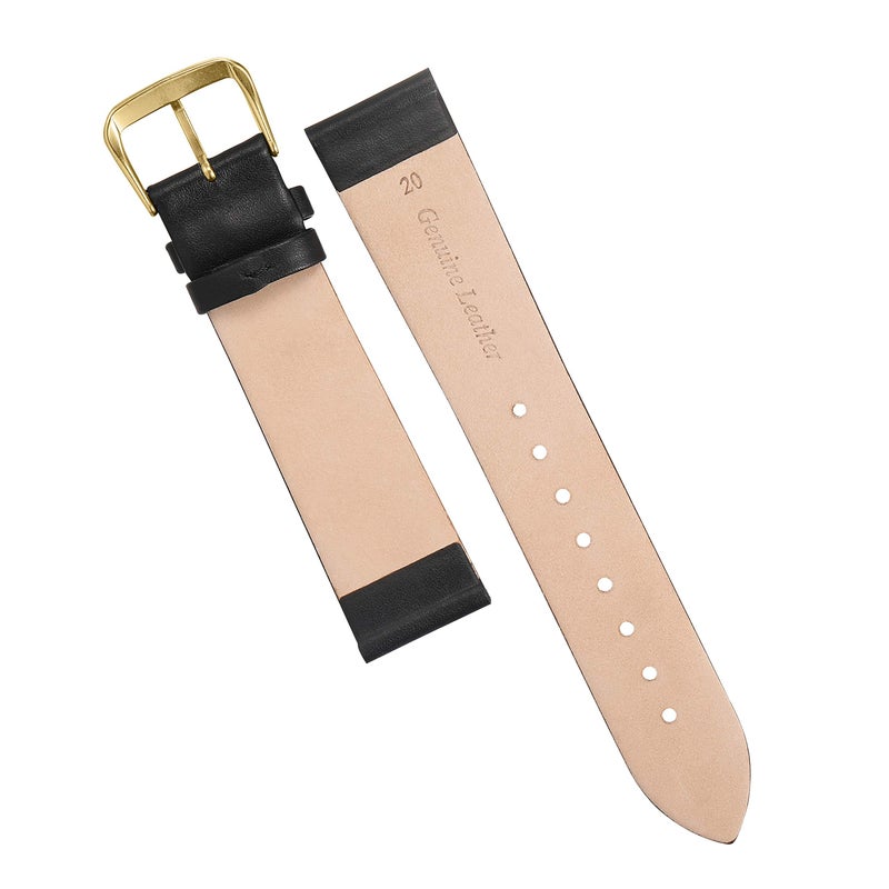 EACHE 20mm Black Leather Watch Bands for Men Women, Leather Watch Replacement Straps Black Watch Bands with Gold Buckle - Image 4